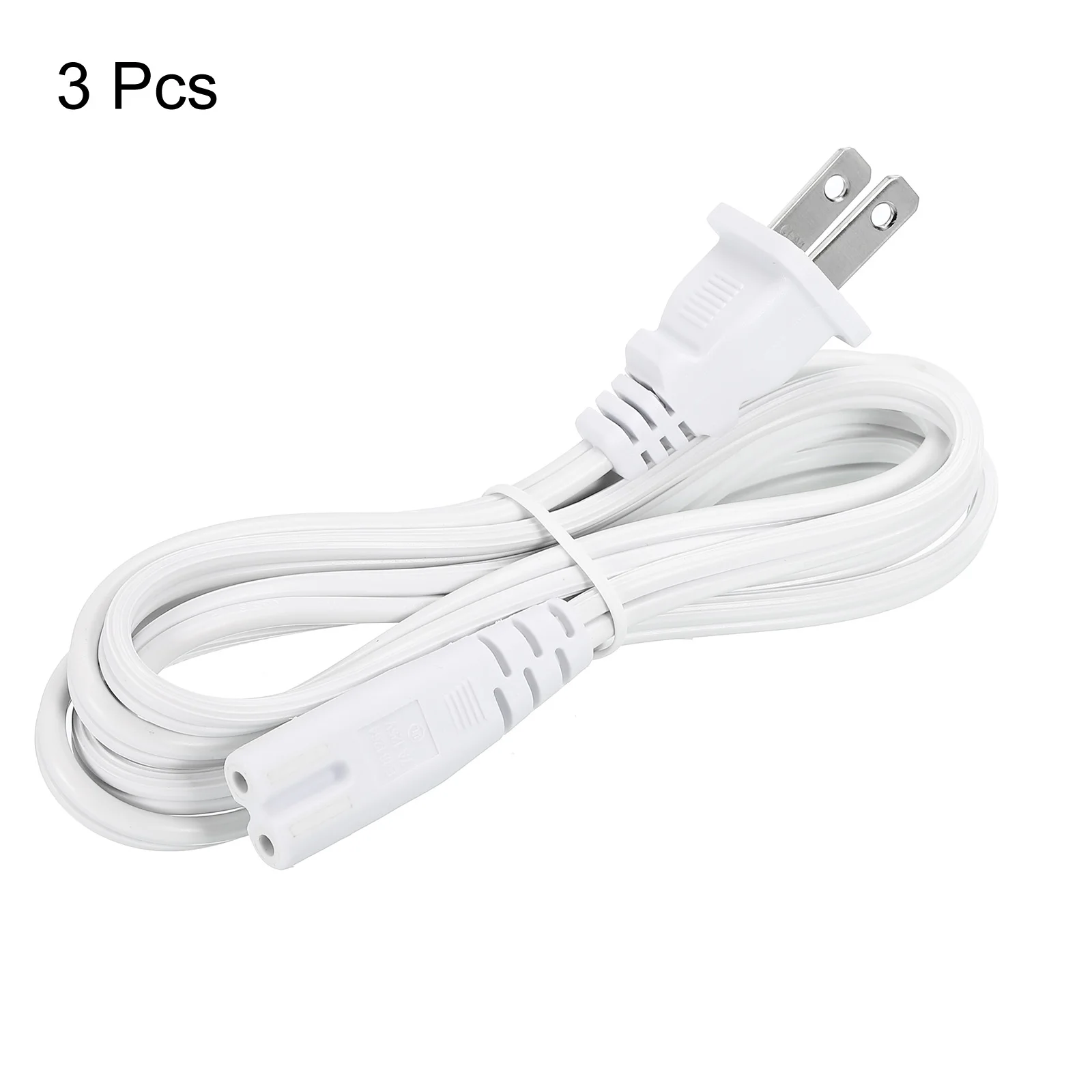 3Pcs 1-1.8m 2 Prong AC Power Cord 18 AWG 2Slot to C8 Female Cable US Plug AC Power Extension Cord For Computer Monitor Printer