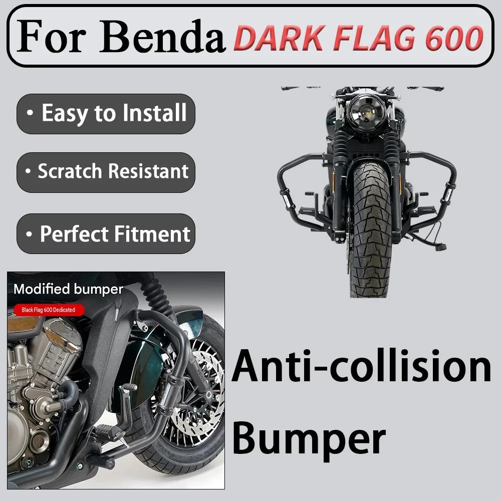 For Benda DARK FLAG 600 Retro Cruiser Crash Bar Full Enclosed Protective Frame & Engine Guard for Motorbike Accessories