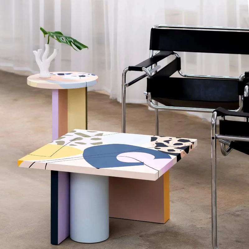 

Modern design combination coffee and tea table light luxury glass and plastic