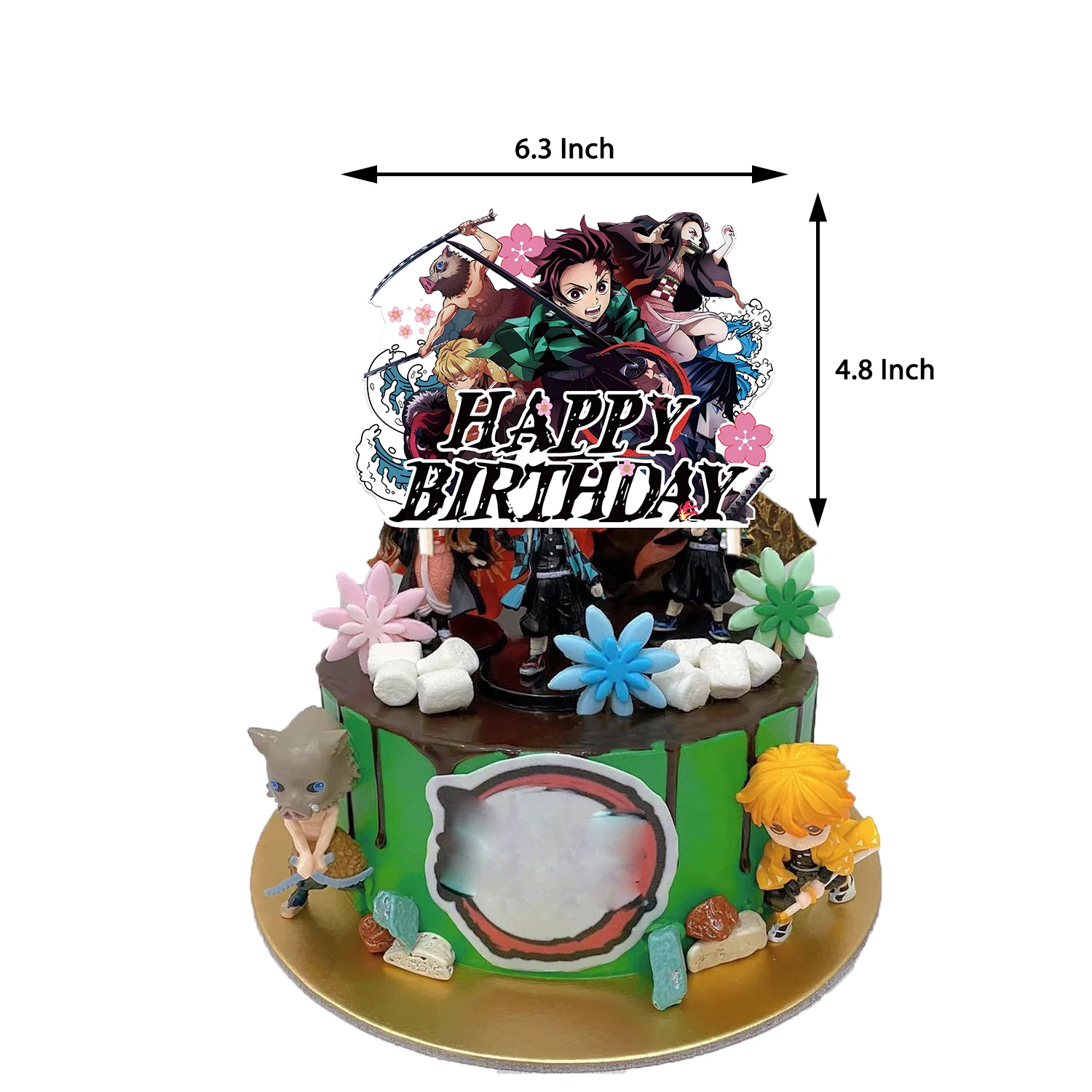 Anime Demon Slayer tema festa di compleanno Decor Banner di carta Cake Topper palloncini Demon Slayer forniture per feste per Baby Shower