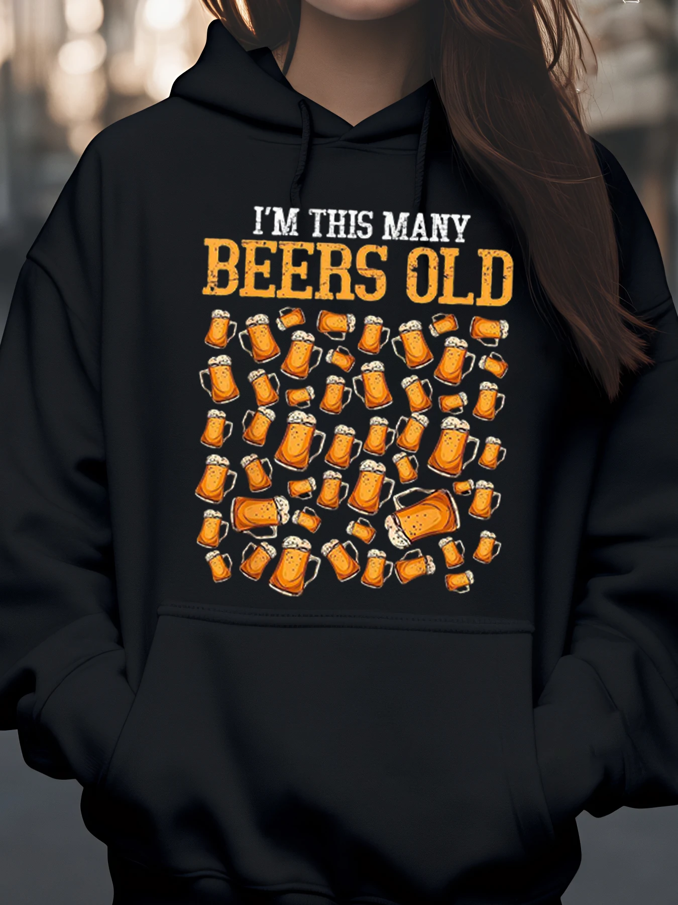 Caneca de cerveja com estampa I'M This Many Beers Old Hoodie Festa de aniversário Homens Mulheres Unissex Casual Wear