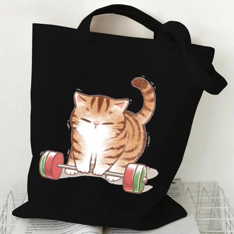 Shoulder Bag Anime Cartoon Cats Canvas Tote Bag Women Cute Kitten Series Shopping Bag Japanese Style Student Funny Cat Handbags