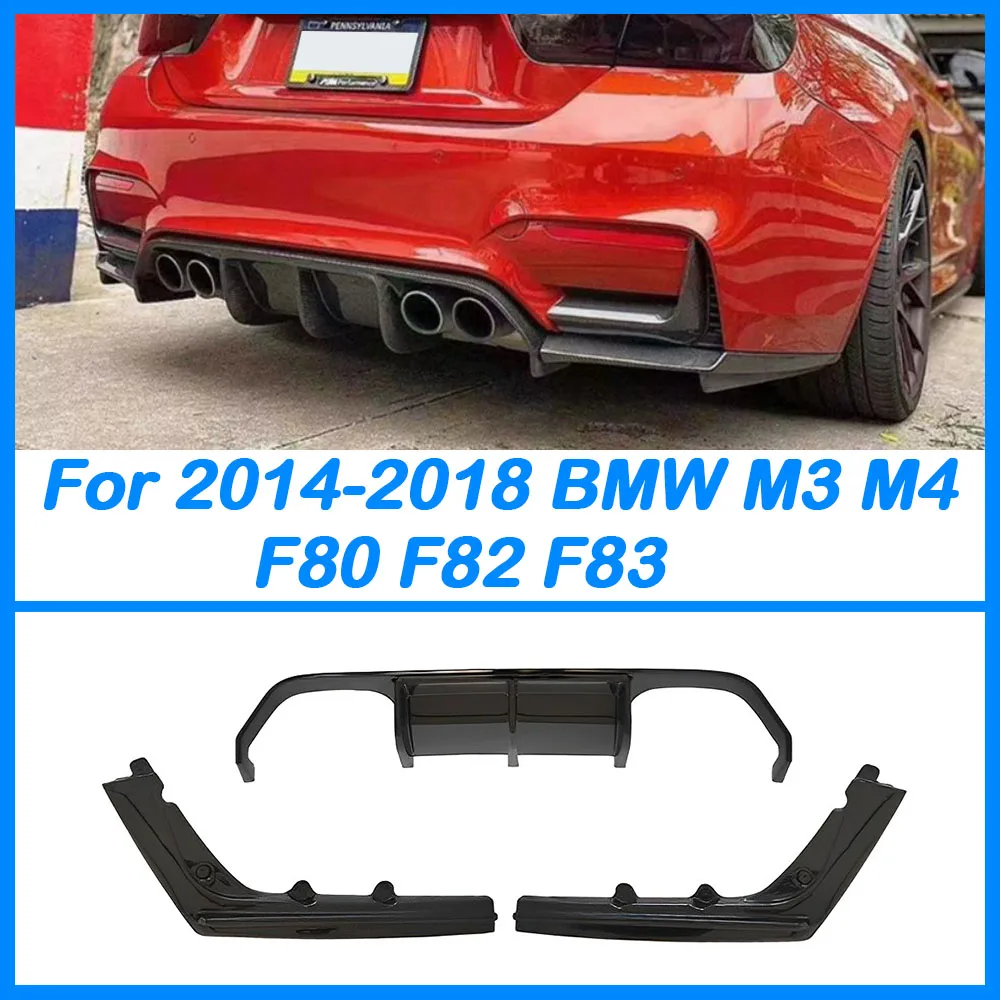 

For BMW 2014-2018 M3 F80 M4 F82 F83 V-style Black Cabriolet Rear Bumper Diffuser Splitter Spoilers Protector Lip Car Accessories