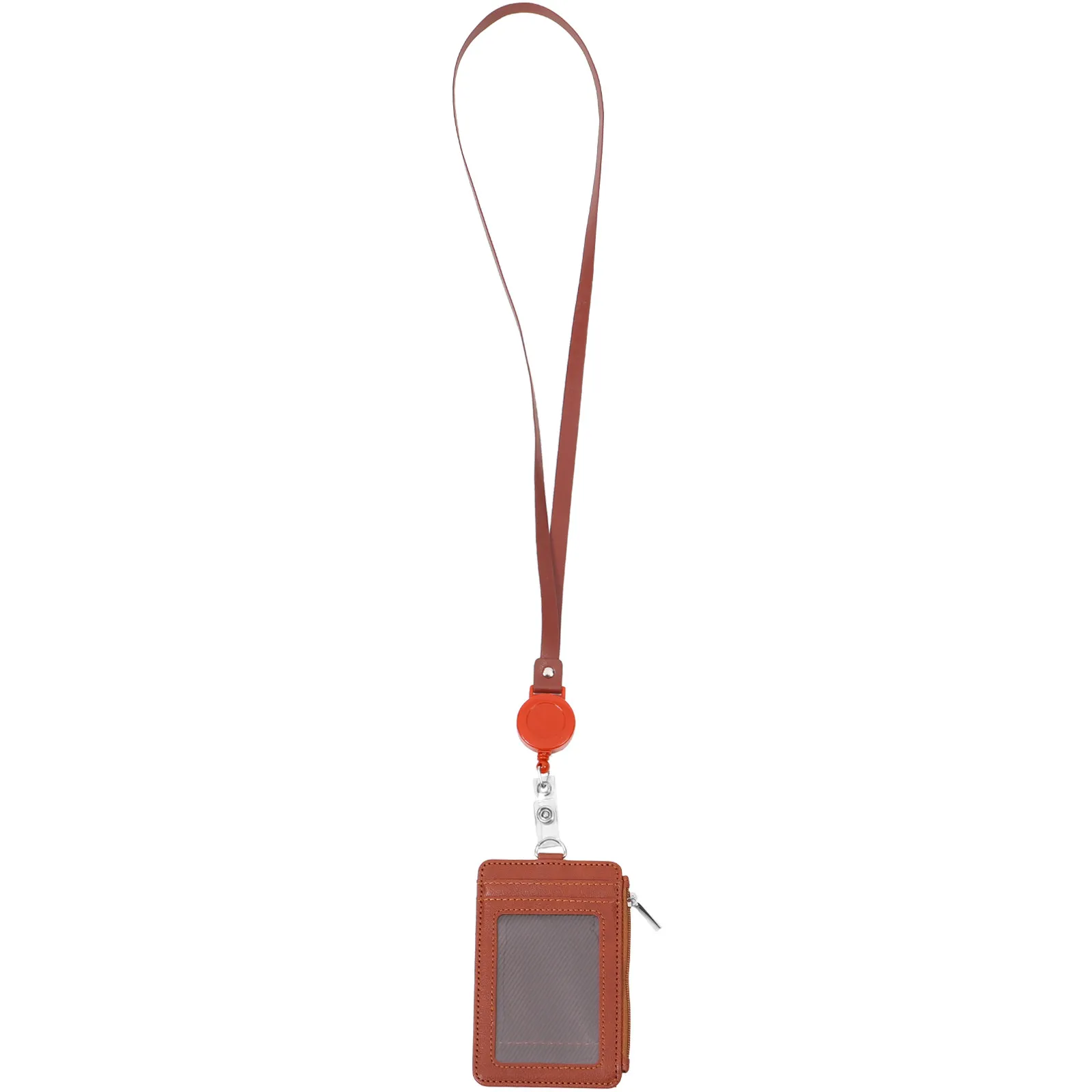 Premium PU Vertical Badge Holder Id Holder with Clear Visibility Window Easy Insert Remove Cards Pass Pouch for Id Badge