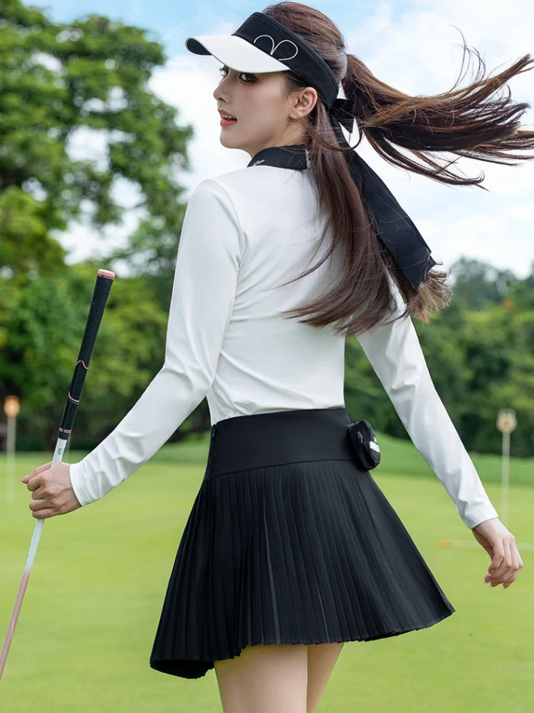 قميص بولو نسائي بأكمام طويلة من PGM للخريف والشتاء بياقة محظورة ملونة YF841 #6