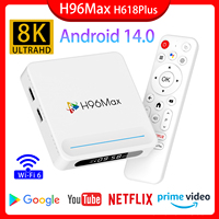 Android 14.0 smart TV box H96MAX H618 Plus WiFi6 BT5.4 8K UHD 100M/LAN RAM 2G 4G ROM 16G 32G 128G Google Voice Media Player