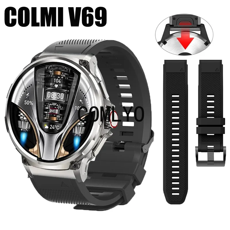 For COLMI V69 Strap Quick Release Smart Watch Band Silicone Soft Bracelet Bands Women Men Outdoor Belt