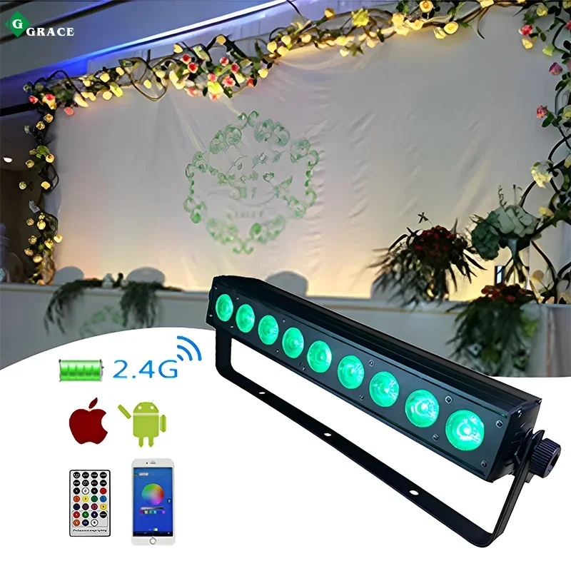 

9*18w Disco DJ Battery Powered Wall Washer Wireless DMX Led Stage Light Bar