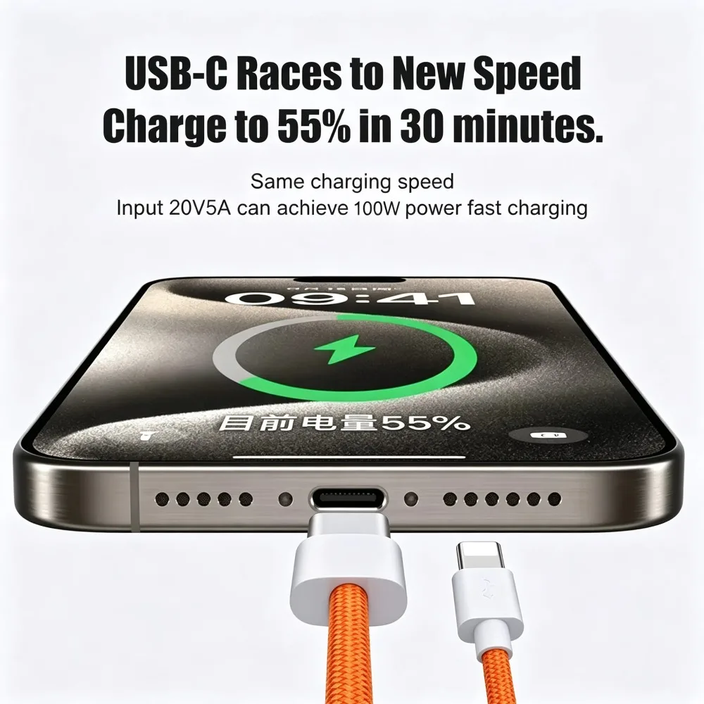5 Stück USB-A-Kabel zu USB-C 240W Schnellladekabel unterstützt Schnellladung für iPhone 17 16 15 Samsung Huawei Xiaomi 2026 – Detail 3