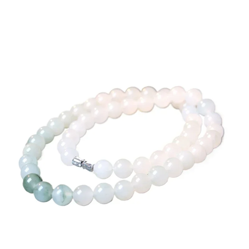 

Ожерелье из нефрита Тяньшань с постепенным изменением, круглые бусины, натуральный плавающий цветок, цепочка из нефрита на шею и матери