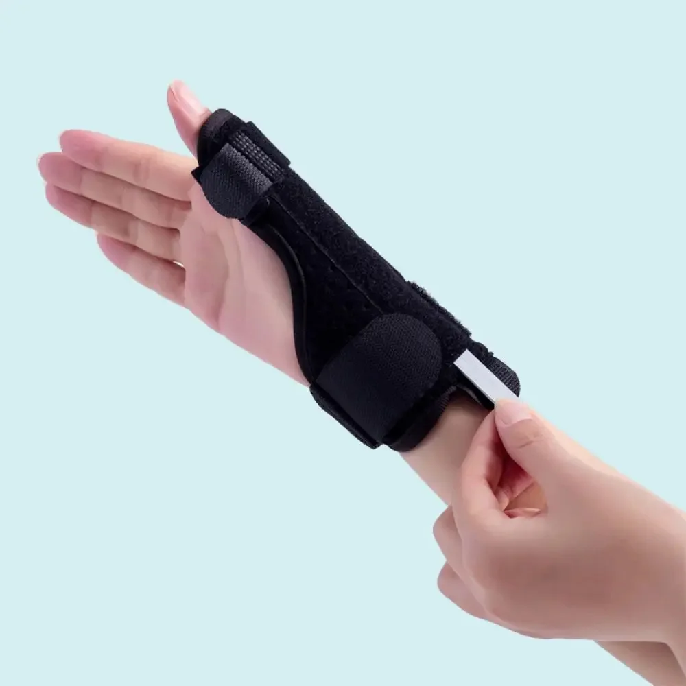 1 Piece Black Thumb Splint Right and Left Hand, Reversible Thumb Support, Tendon Sheath Wrist Protection Thumb Sleeve