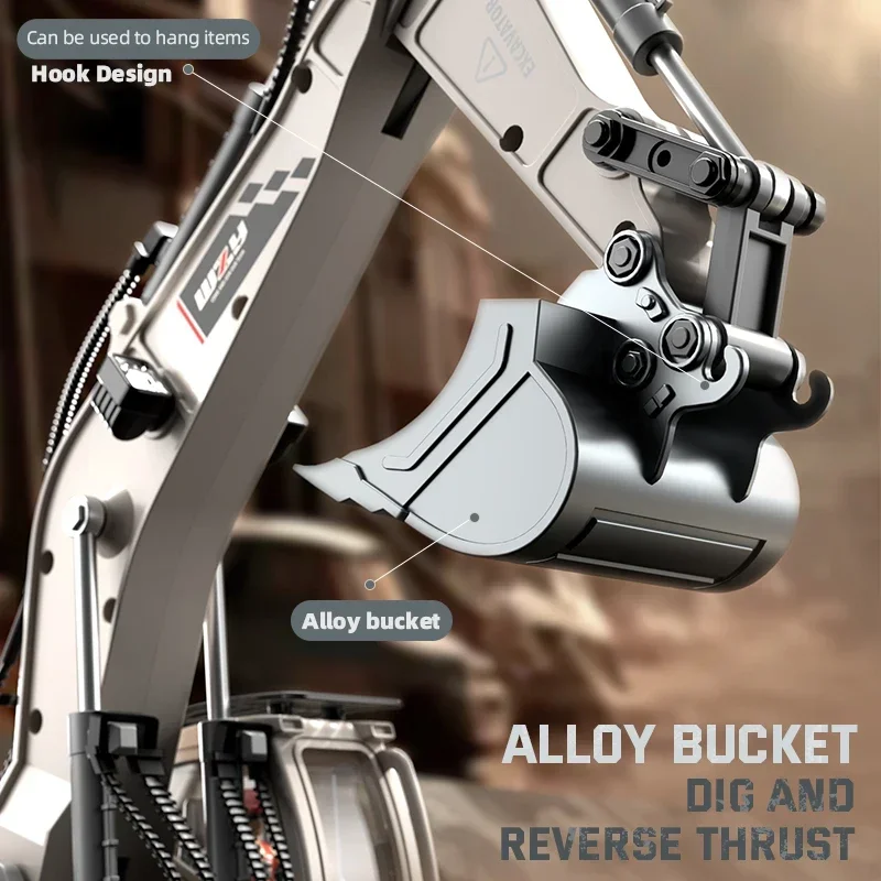 Mainan Ekskavator Rc 2.4Ghz 1:20 Anak-anak Mobil Rekayasa Paduan dan Penggali Remote Control Plastik Truk Remote Control untuk Anak-anak