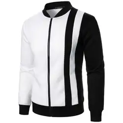 Men Sweatshirts Baseball Uniform Bomber Jacket Coats Stand Collar Zipper Outerwear Casual Contrast Color Tops Spring Jersey