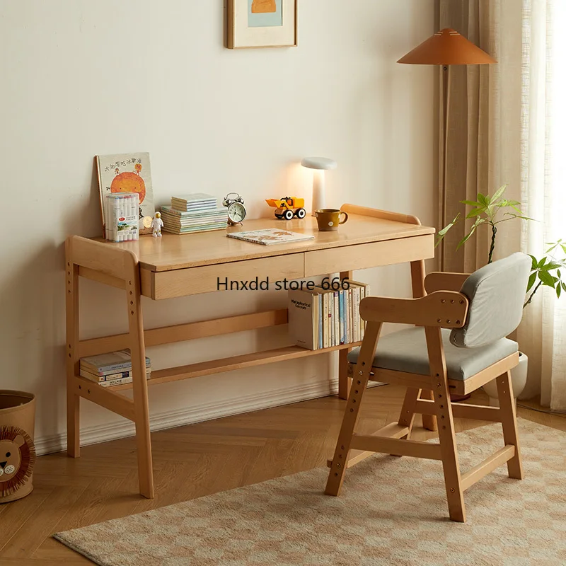 Solid wood study tables and chairs imported beech children's room writing table