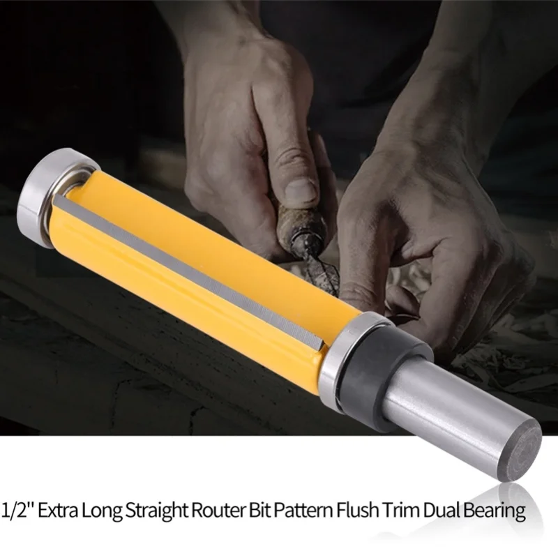 

Прямая деревообрабатывающая фреза, инструмент для отделки кромок 2-1/2 дюйма Д x 3/4 дюйма, диаметр X 1/2 дюйма, хвостовик W, подшипники