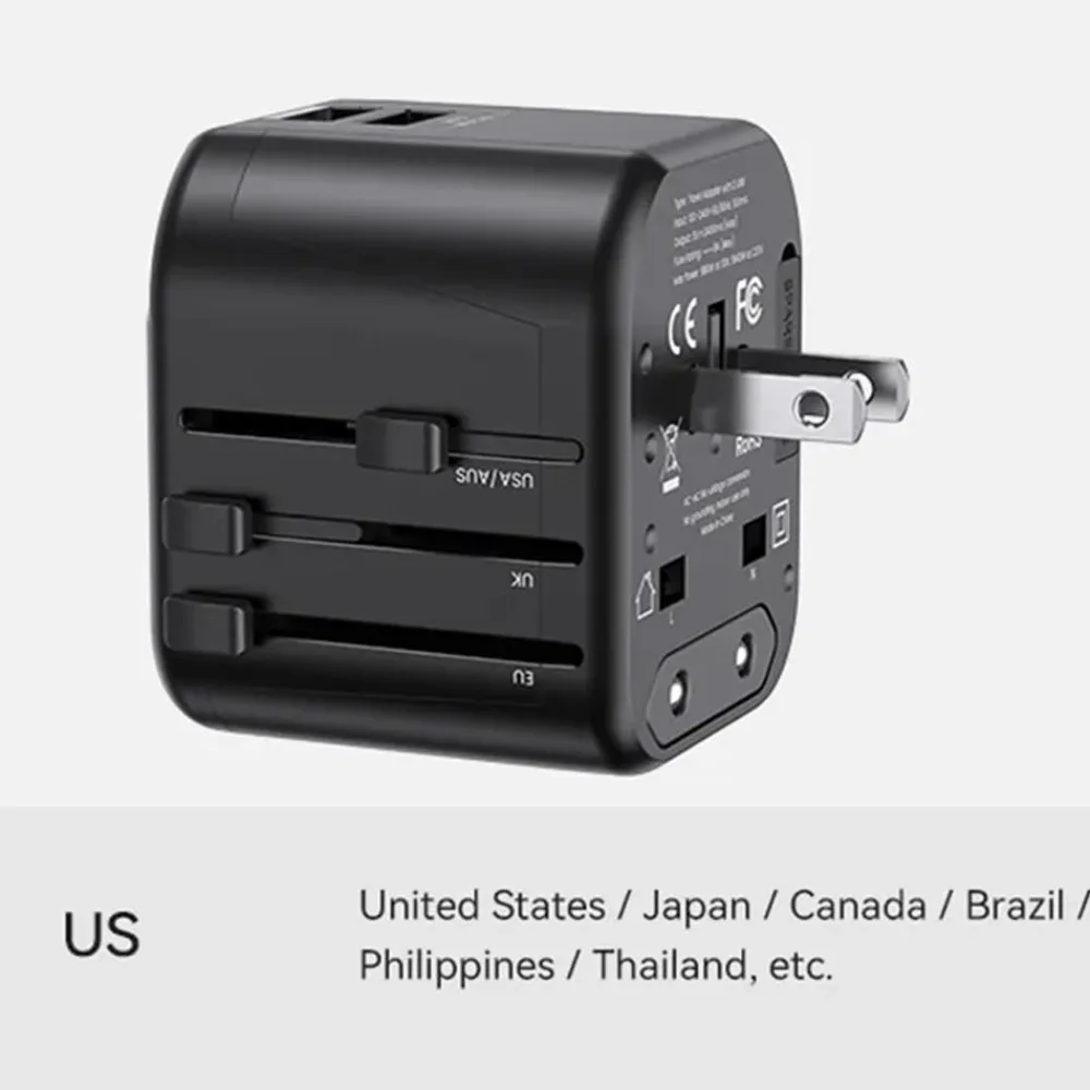 USAMS 65W 20W 12W Dual USB Universal Travel Charger Power Adapter Socket Converter With 2 USB Wall Charger For US AU EU UK Plug