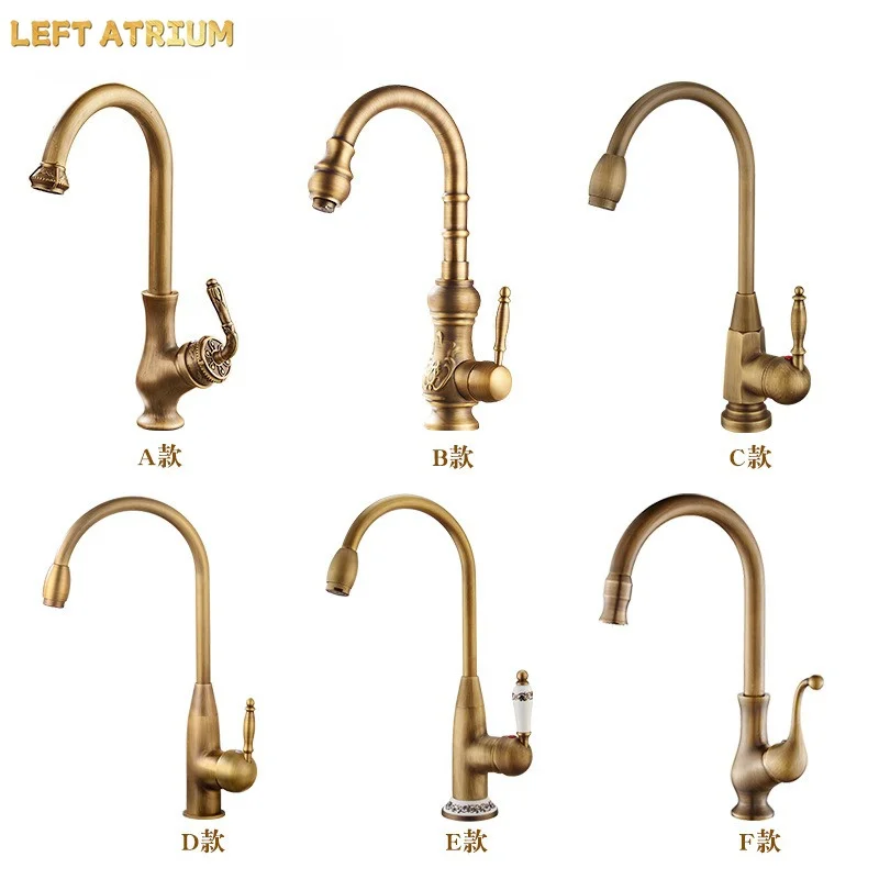 Kitchen Faucets Antique Color Cozinha Faucet Brass Swivel Spout Kitchen Faucet Single Handle Vessel Sink Mixer Tap