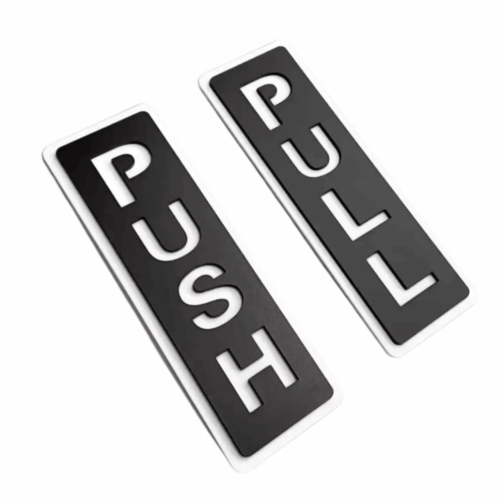 2Pcs Creative Push&Pull Window Door Sticker Acrylic 3D Sliding Door Logo Easy Clean Double Layer Restaurant Pull Stickers