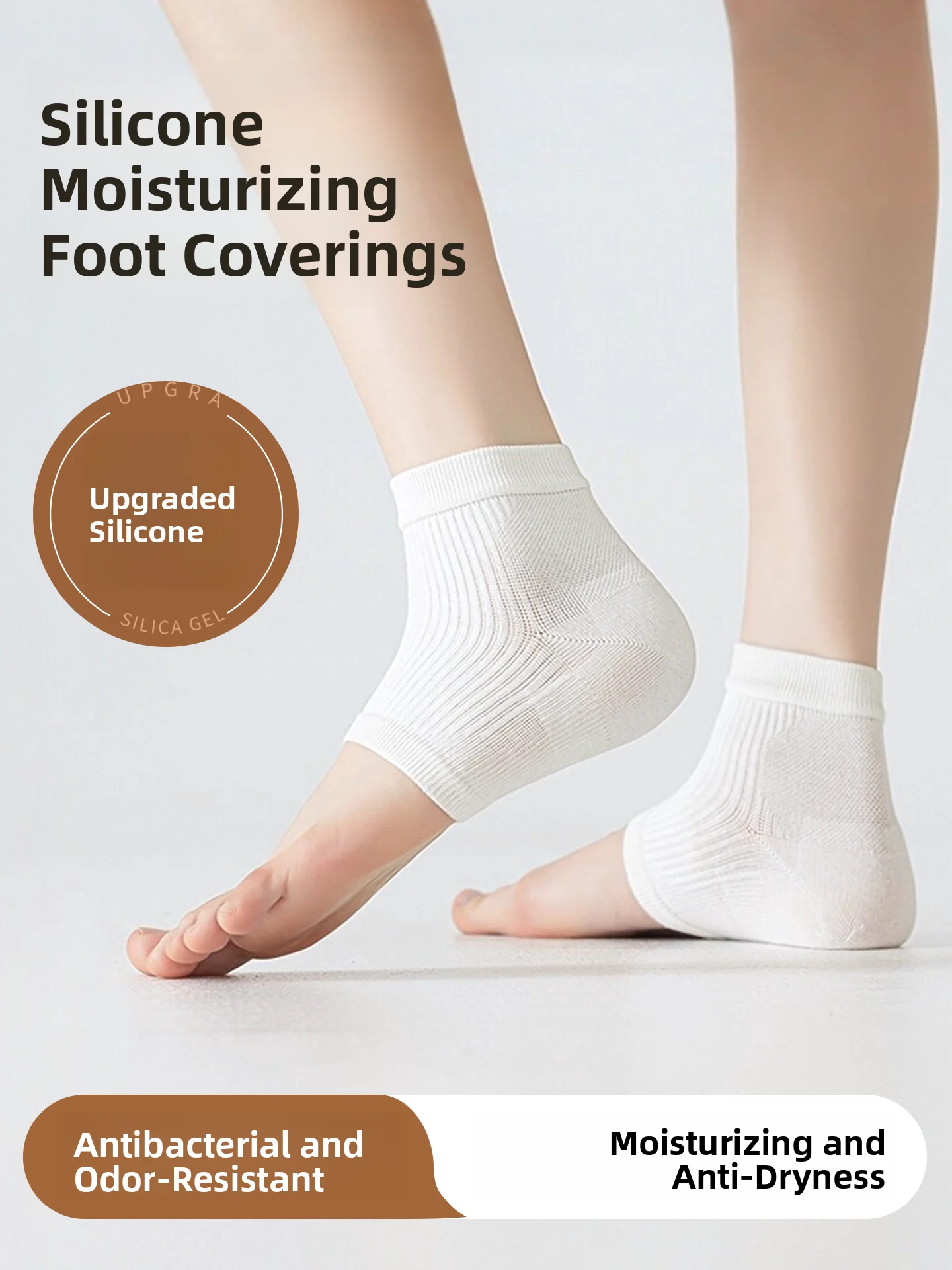 Silicone Foot Heel Protection Cover Mid-Calf Slipper Socks Moisturizing Protective Footwear for Women Simple Style Home Wear
