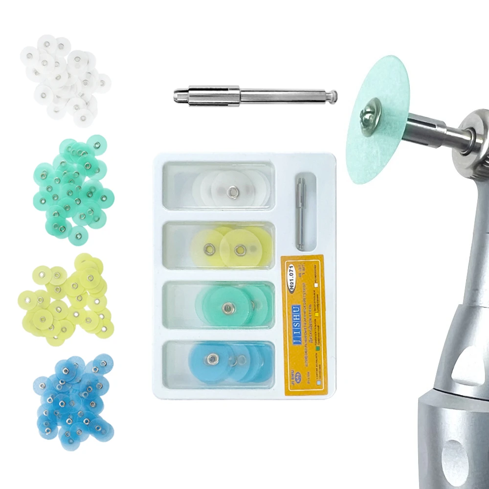 

40Pcs/box Dental Polishing Discs Dentistry Composite Polishing Disc Holding Rod Mandrel Stripes Set Teeth Whitening Dentist Tool