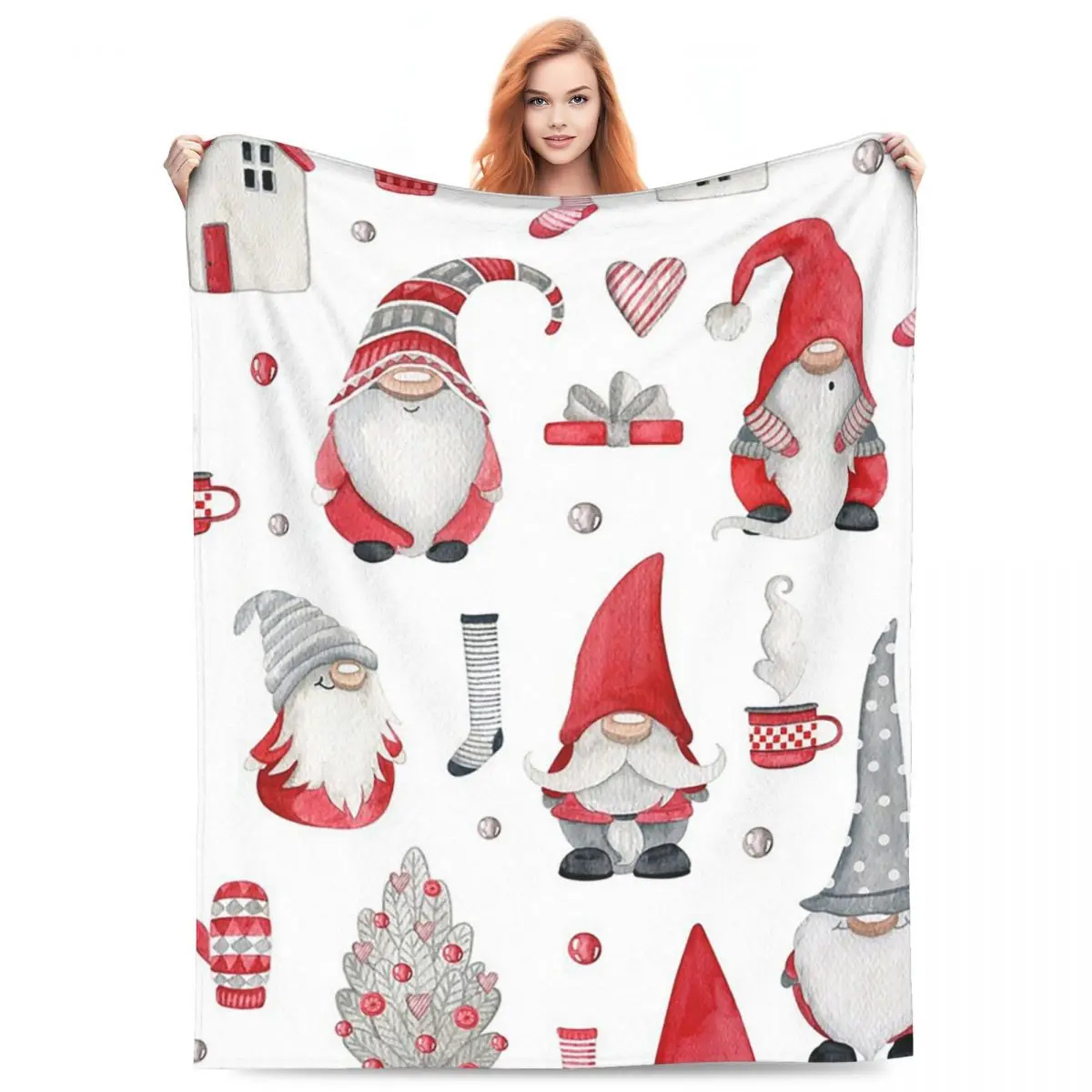 

Рождественское одеяло с гномом, флисовое одеяло для дивана, легкое одеяло для дома, спальни, офиса, покрывало, одеяло