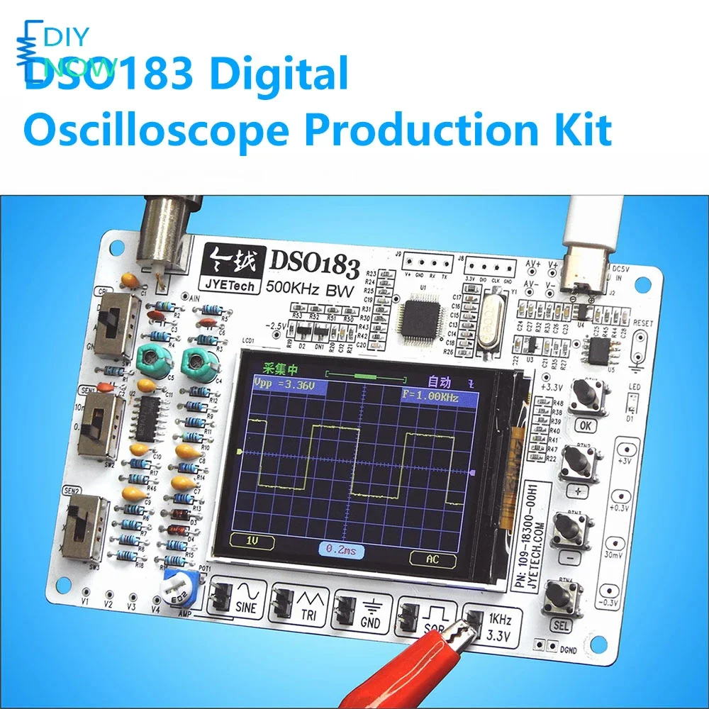 Digital Oscilloscope DIY Kit 500KHz High Bandwidth Signal Generator for Electronics Enthusiasts with Type C Interface