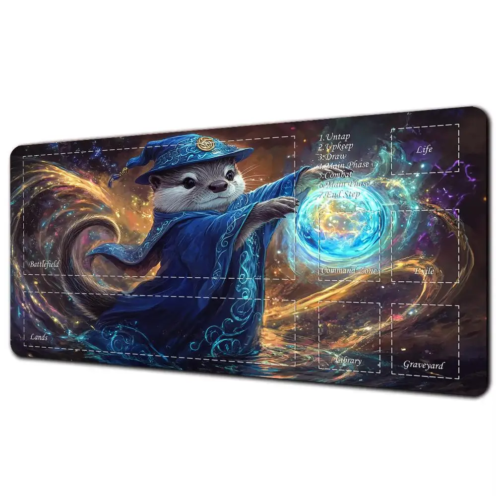 بساط لعب البطاقة السحرية مع منطقة Otter الساحر أنيمي MTG Playmat جمع حصير الألعاب حصيرة مكتبية قائد معركة Playmat سجادة سحرية #2