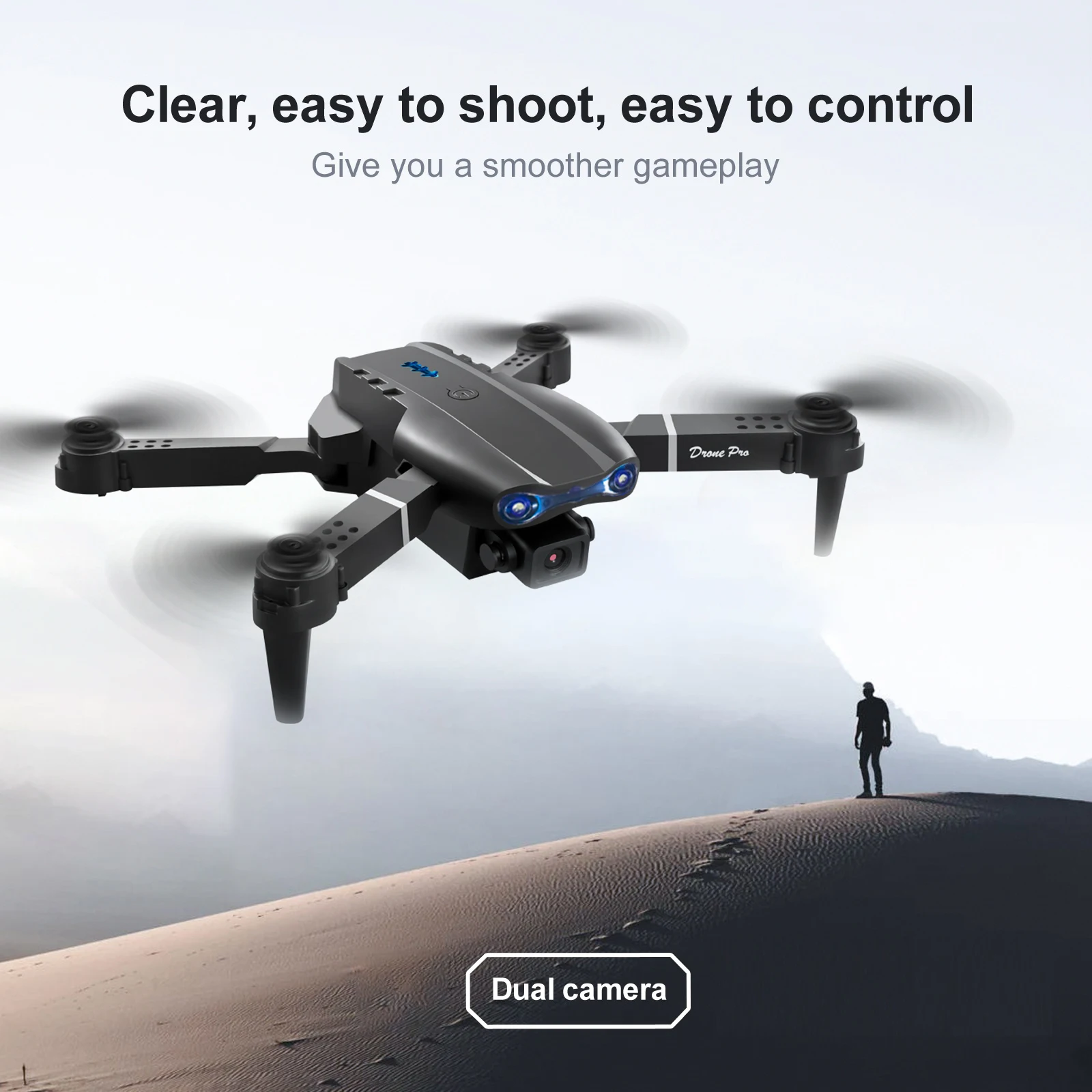 ZNLYRION Dual Camera FPV Drone Optical Flow Hover Foldable RC Quadcopter APP Path Flight Beginner Drone Toy