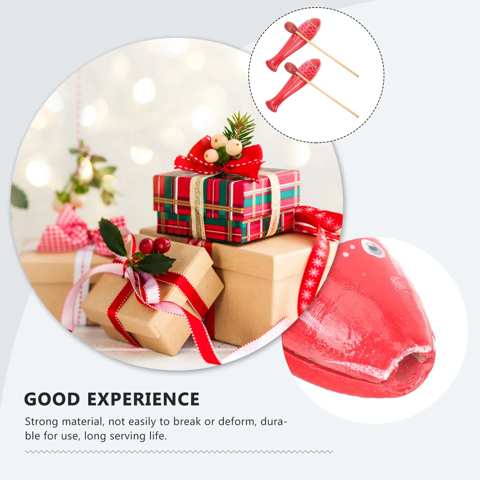 

2Pairs Wooden Fish Percussion Instruments Kids Educational Music Instruments Wooden Rhythm Instrument Early Learning Play