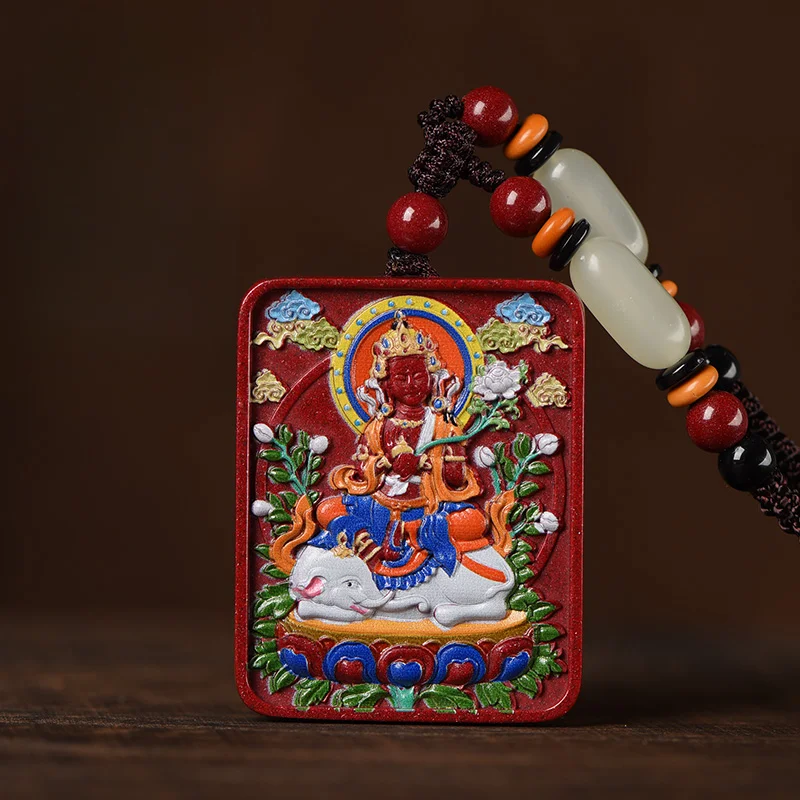 Cinnabar Zodiac Birthday Buddha Pendant Thangka Painted Pendant