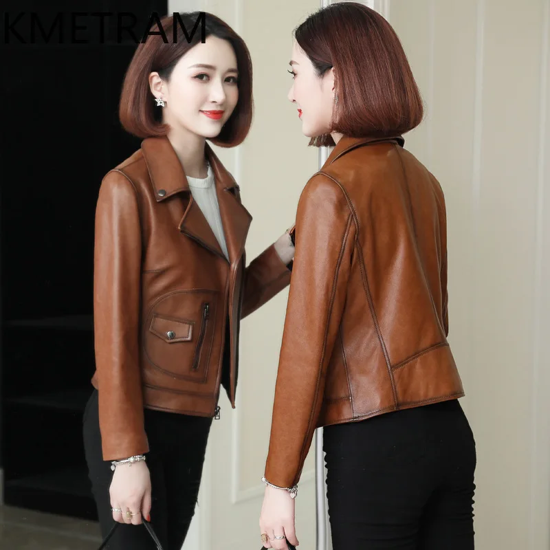 100% Sheepskin Real Leather Jacket Women Winter Clothes Cropped Motorcycle Jackets Slim Fit Outerwears 2024 дубленка женская