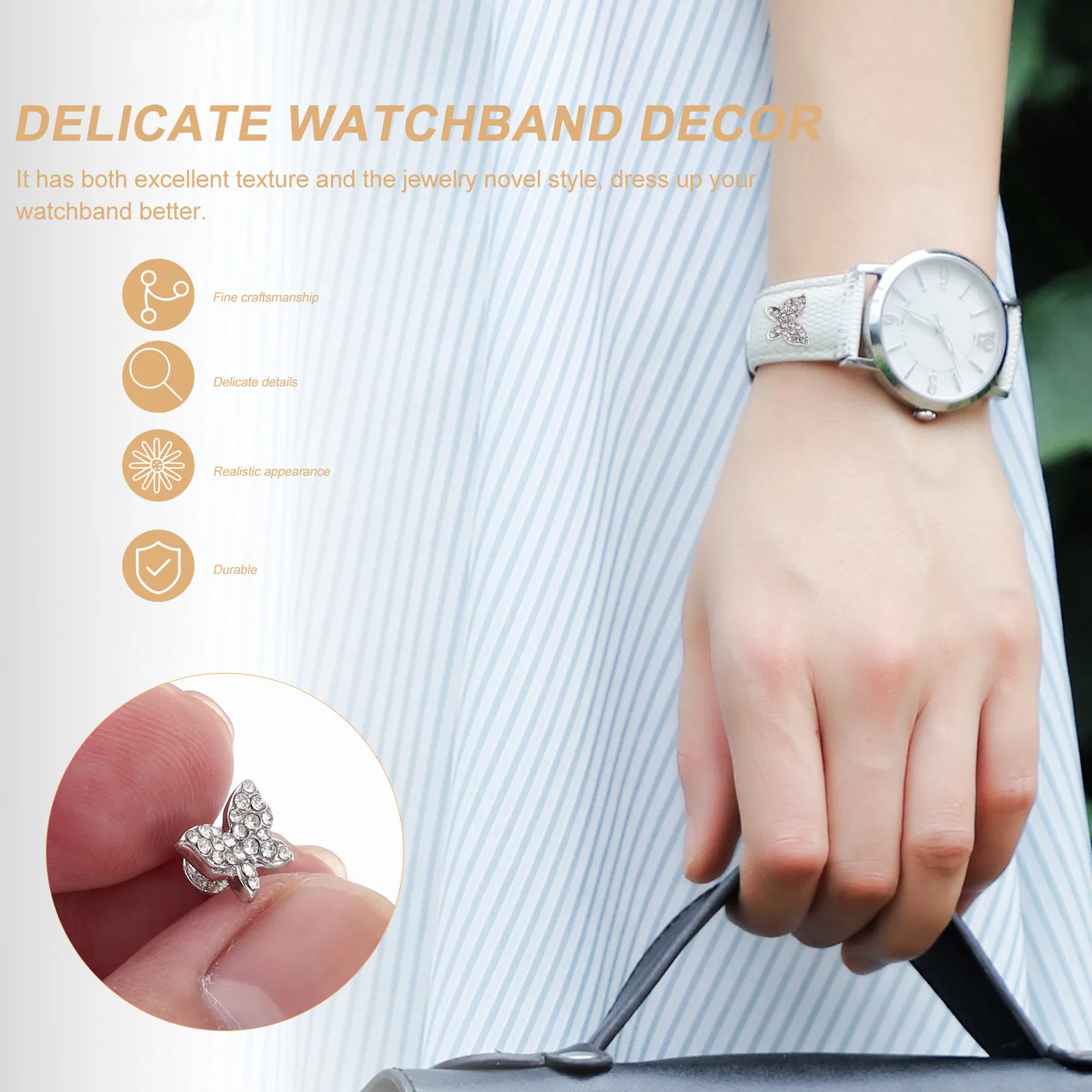 2Pcs Watchband Adorns Exquisite Alloy Decorative Charms for Smartwatch Band Fun Gift Family Friends Colleagues