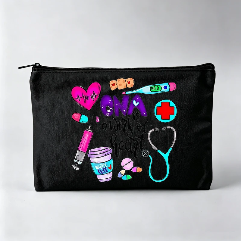 Women's Medical-Themed Graphic Makeup Bag with Zipper, Fashion Cosmetic Pouch for Daily Use