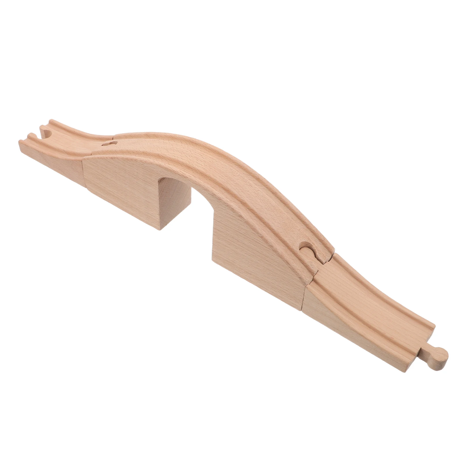 Puentes de riel ensamblados, vías de tren de juguete, accesorios de expansión, conectores de madera beige