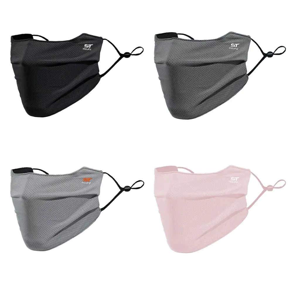 Nylon Face Cover Sun Protection Face Mask Washable Breathable Ice Silk Face Mask Reusable Solid Color Sunscreen Mask