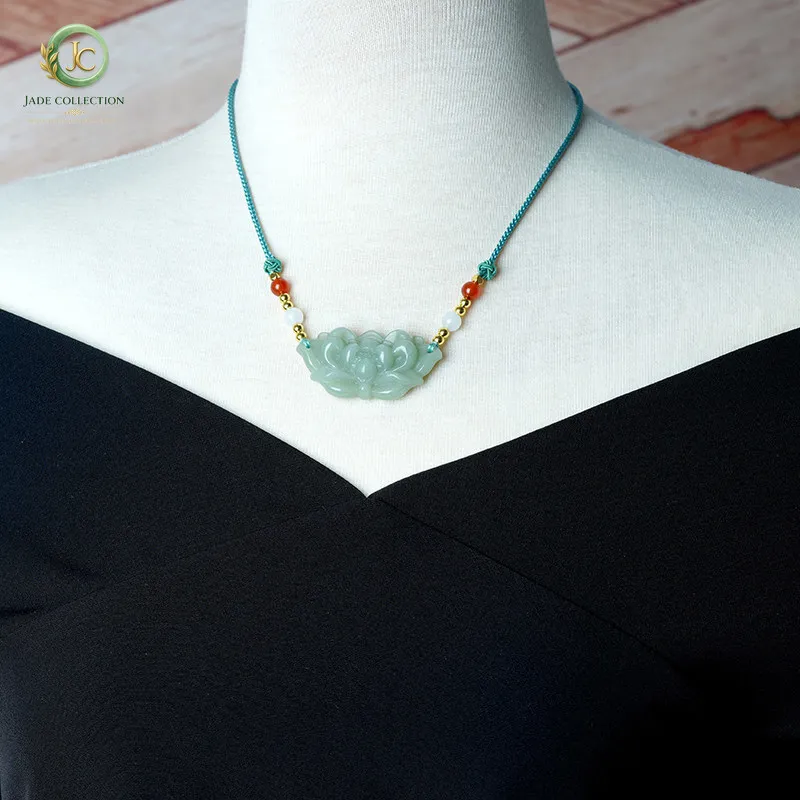 She Taicui Lotus Lotus Clavicle Chain Pendant Women's Jade Jade Pendant Neck Sweater Chain
