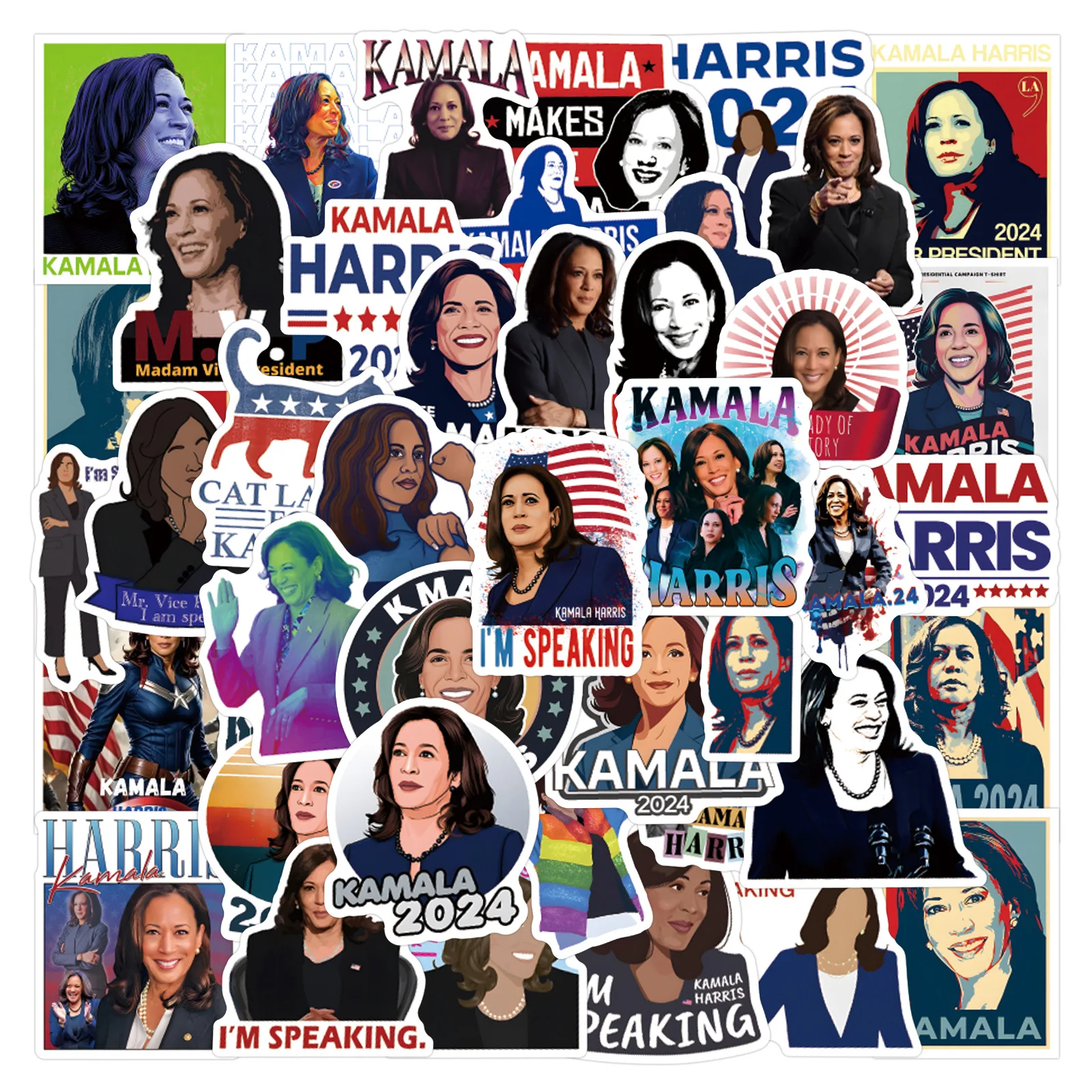 55PCS 2024 Kamala Harris Stickers Pack Waterproof Stickers for Water Bottle Laptop Phone Case  Graffiti stickers