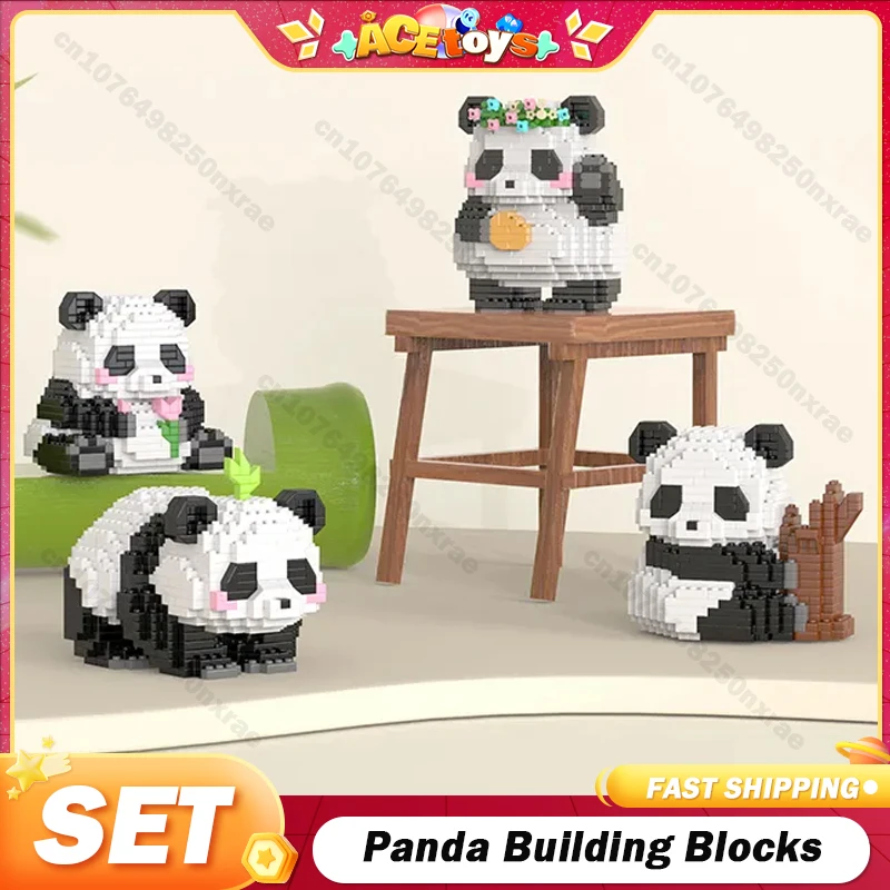 

DIY Micro Panda Building Blocks Assemable Animal Bricks Model Cute mini Chinese Style Animal Educational Boy Toys for Children