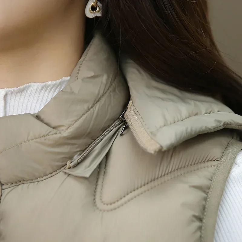 Women\'s Waistcoat Autumn Vest Padded Sleeveless Jacket Winter Warm Cotton Padded Puffer Vest Tops Outwear Female Hooded Coats