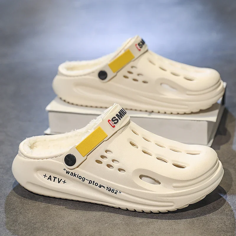 2026 Men Slippers Warm Furry Slippers Soft Indoor Bedroom Cotton Shoes EVA Fluff Slides Casual Comfortable