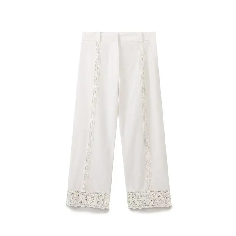 レディースファッション フック付き 混紡 ホワイト ロングパンツ 秋の新作 多用途スタイル カジュアルパンツ