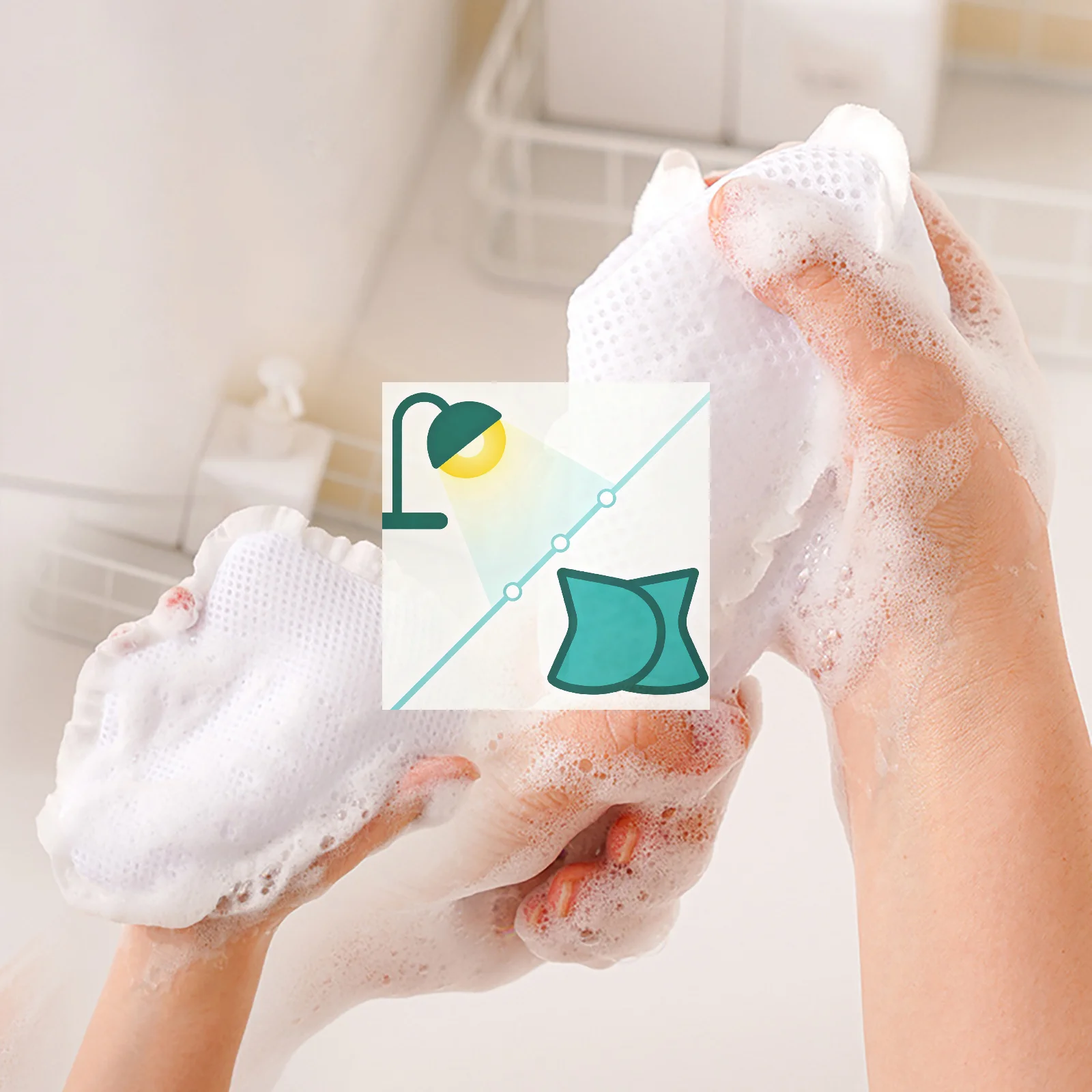 الحقيبة الشبكية للصابون مع الحبل رغوة سريعة دش حامل السفر صافي حمام زهرة تنظيف اكسسوارات الحمام #1