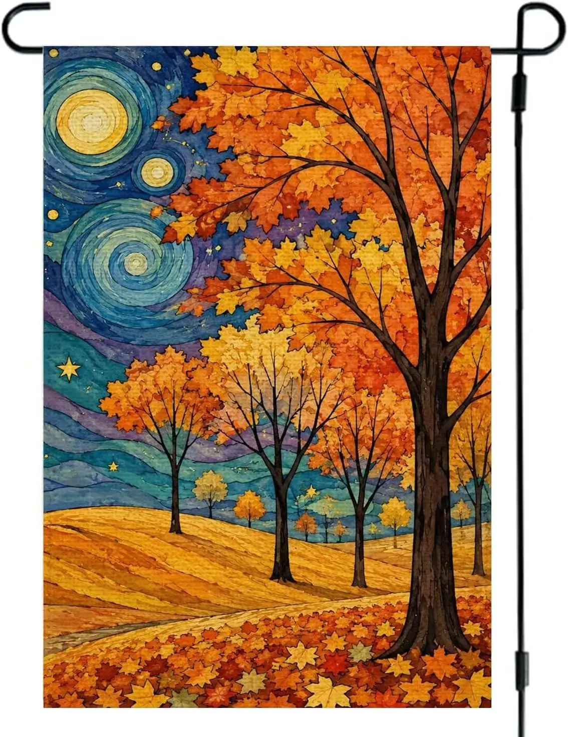 Fall Trees Starry Night Porch Decor Garden Flag 12