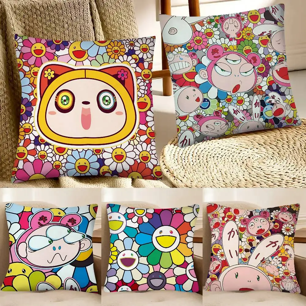 Art T-Takashi Murakami Pillow Case Fashion Square Pillowcase Bedroom Sofa Room Ins Decoration Leisure