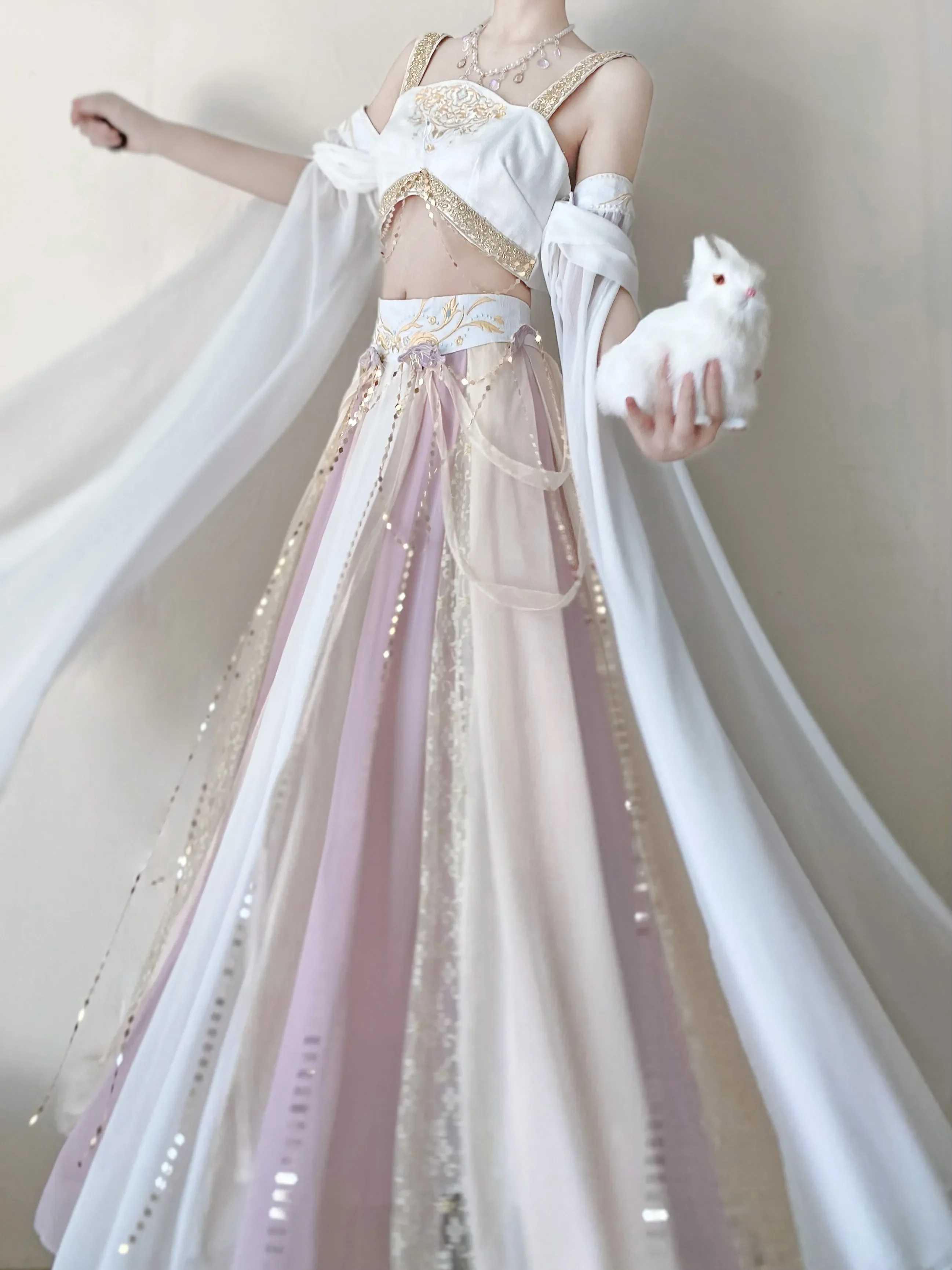 ملابس نسائية غريبة بنمط هانفو ، عناصر هان ، دونهوانغ ، كويشو ، بدلة مواي ، ملابس أداء غربية ، صورة للتصوير