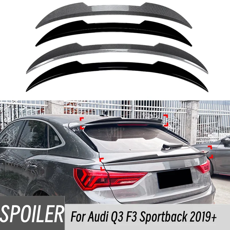 Für Audi Q3 F3 Sportback 2019+ Glänzend Schwarz Auto Hinten Stamm Top Spoiler Flügel Dach Spoiler Flügel Zubehör Dekoration