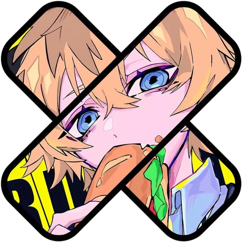 Cool Anime Girl Cross-Shaped Vinyl Sticker, Waterproof Decal for Car Rear Window Laptop RV Decor view 5