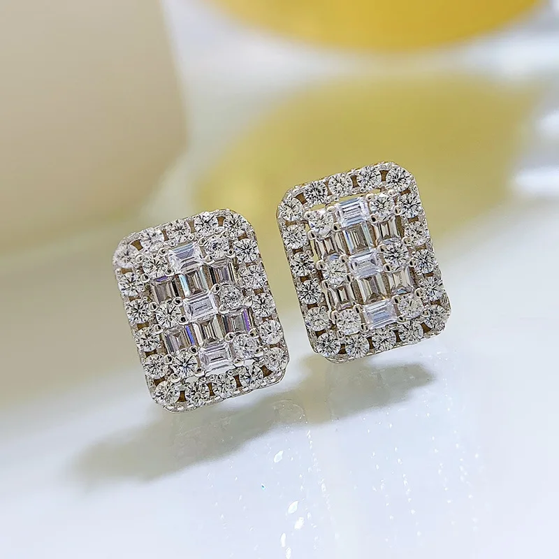 2024 New s925 Pure Silver European and American Fashion Personalized T-Square Earrings Starry Sky Hot Selling Jewelry