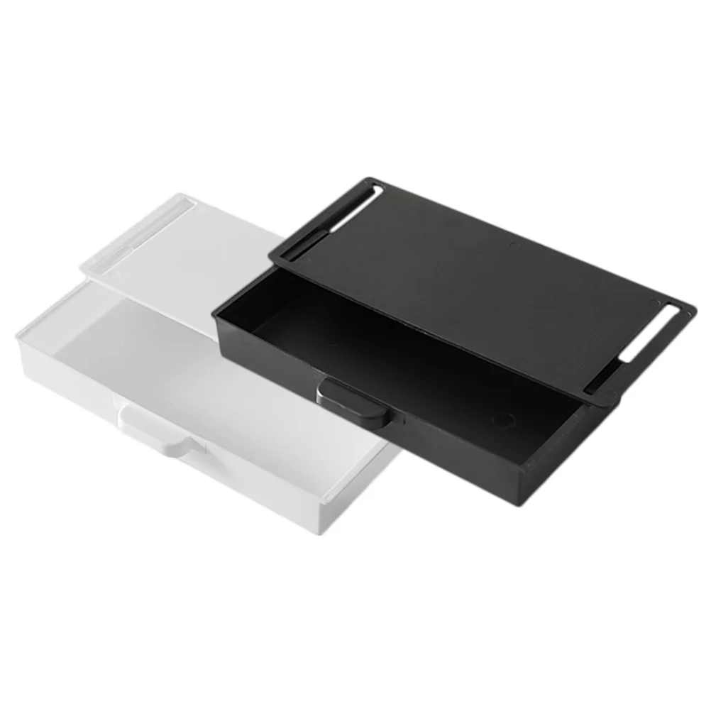 

2 Pcs Storage No Punching Free Box Office Desk Organizer Drawer Tray Hidden Desktop Drawers Abs Undershelf Table