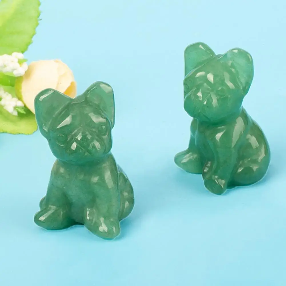 French Bulldog Statue Adorable Design Smooth Surface Rose Quartz Faux Crystals Healing Stones Dog Statue